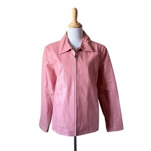 Vintage Leather USA Pink Biker Zip Up 100% Genuine Leather Jacket- Size XL